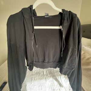 Forever 21 Black Cropped Hoodie
